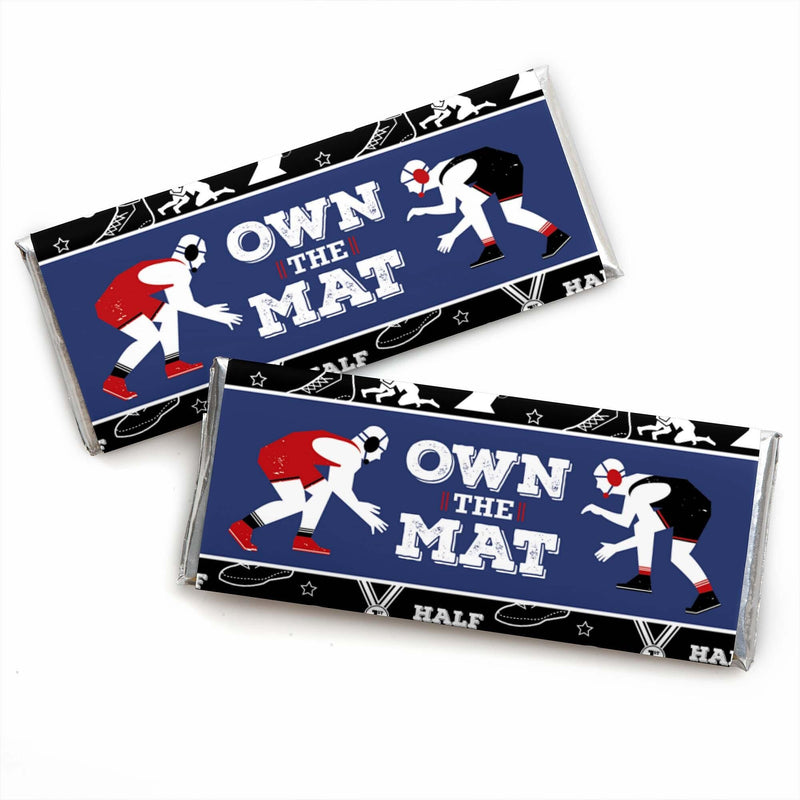 Own The Mat - Wrestling - Candy Bar Wrapper Birthday Party or Wrestler Party Favors - Set of 24