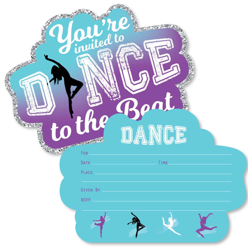 Must Dance to the Beat - Dance - Shaped Fill-In Invitations - Birthday Party or Dance Party Invitation Cards with Envelopes - Set of 12