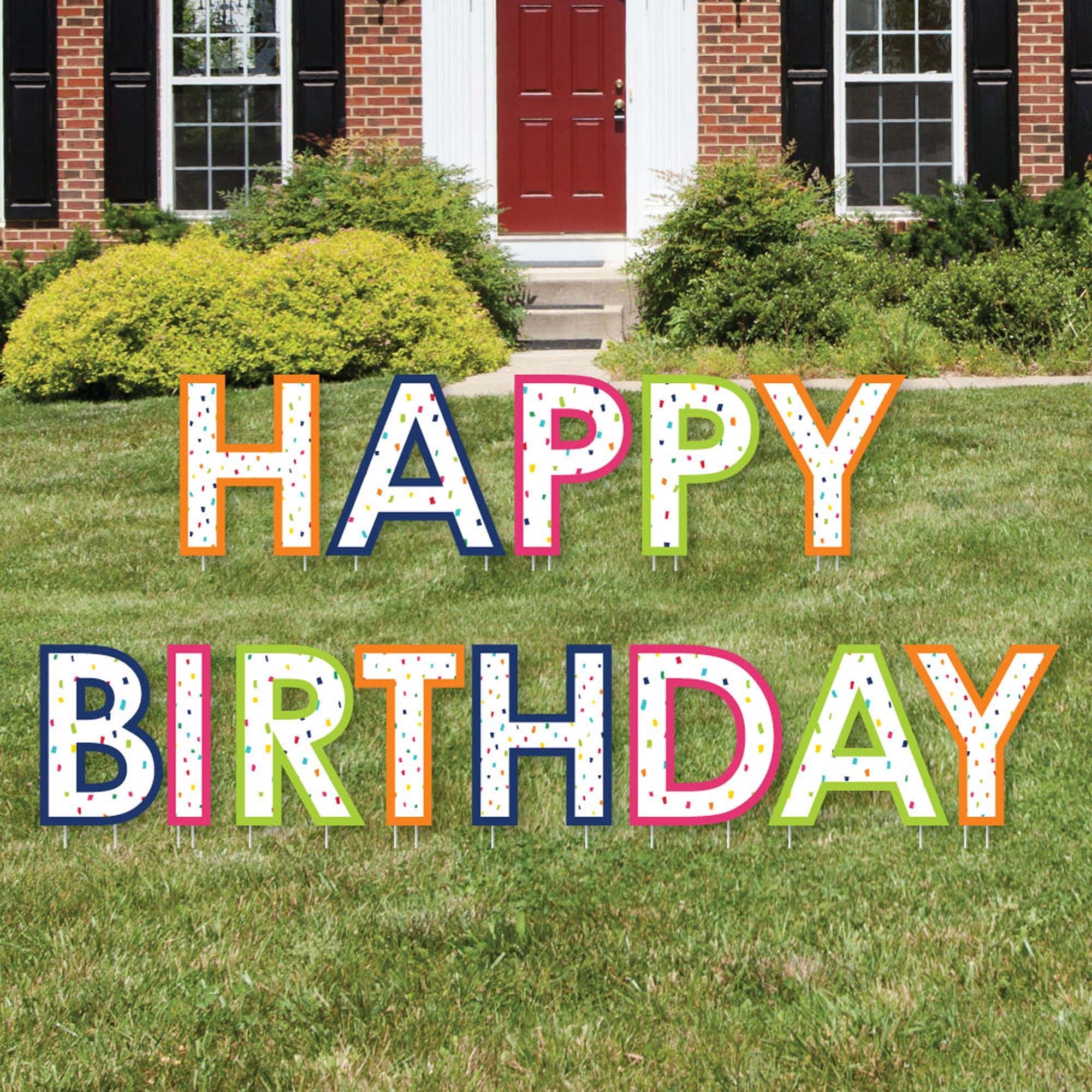 Cheerful Happy Birthday - Yard Sign Outdoor Lawn Decorations - Happy ...