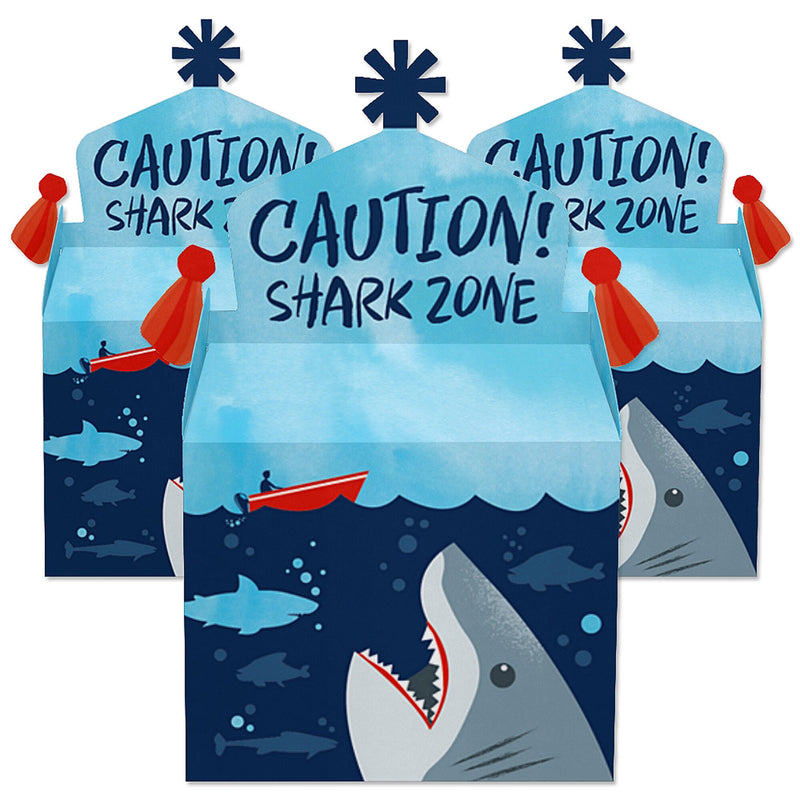 Shark Zone - Treat Box Party Favors - Jawsome Shark Party or Birthday Party Goodie Gable Boxes - Set of 12