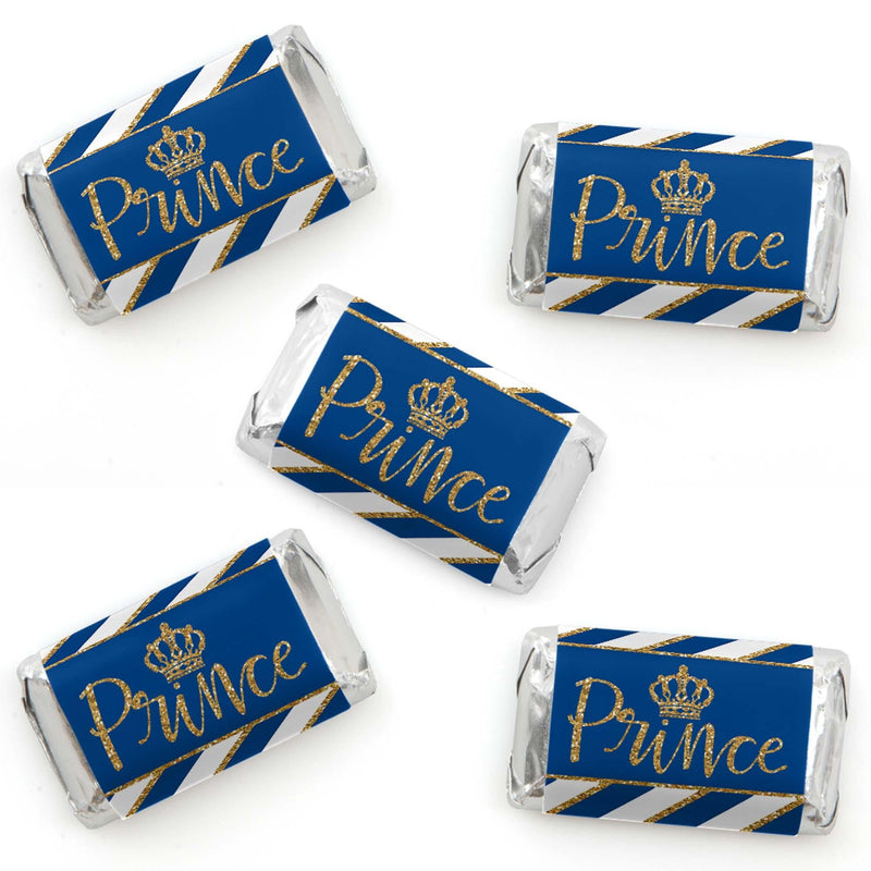 Royal Prince Charming - Mini Candy Bar Wrapper Stickers - Baby Shower or Birthday Party Small Favors - 40 Count