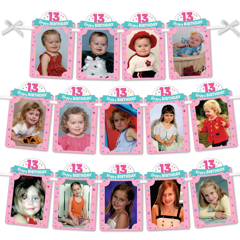 Girl 13th Birthday - DIY Official Teenager Birthday Party Decor - Picture Display - Photo Banner