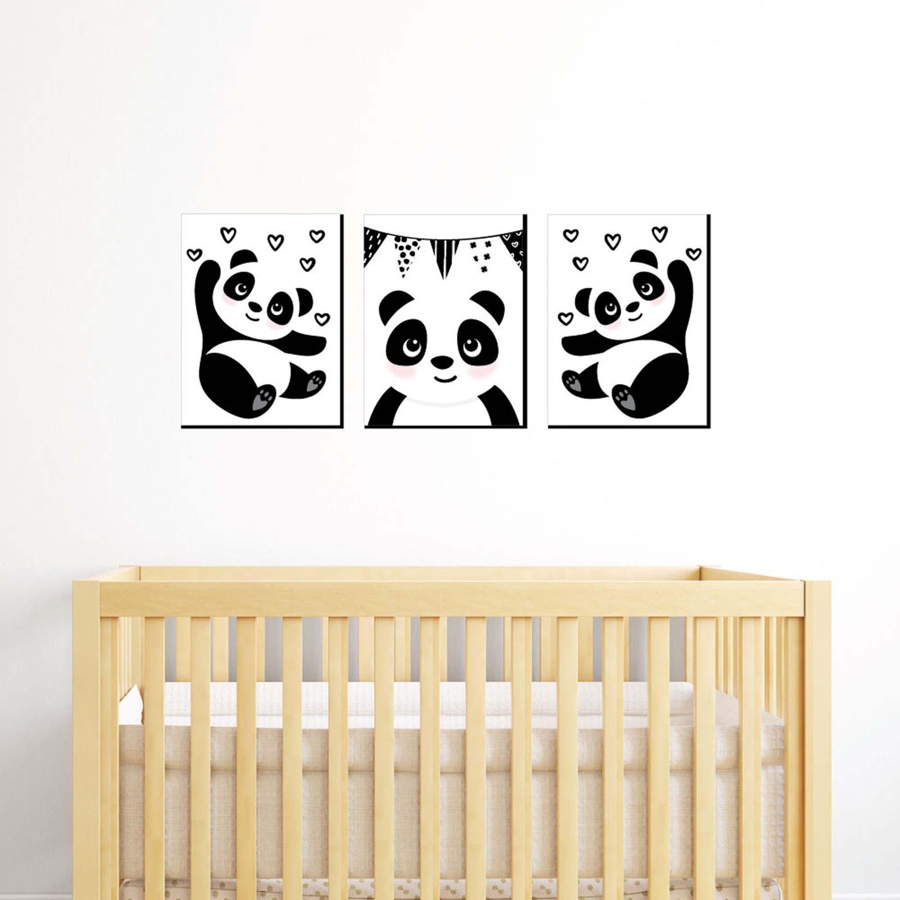 Wall Sticker for Kids Set of Panda Bears With Hearts 