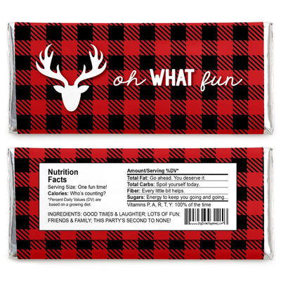 Prancing Plaid - Candy Bar Wrapper Christmas & Holiday Buffalo Plaid Party Favors - Set of 24