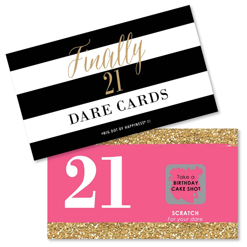 Finally 21 Girl - 21st Birthday - 21st Birthday Party Scratch Off Dare Cards - 22 ct