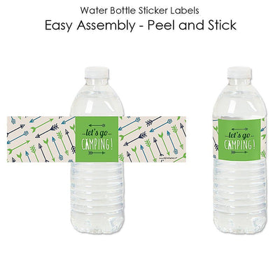 Happy Camper - Camping Baby Shower or Birthday Party Water Bottle Sticker Labels - Set of 20