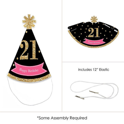 Finally 21 Girl - Mini Cone 21st Birthday Party Hats - Small Little Party Hats - Set of 8