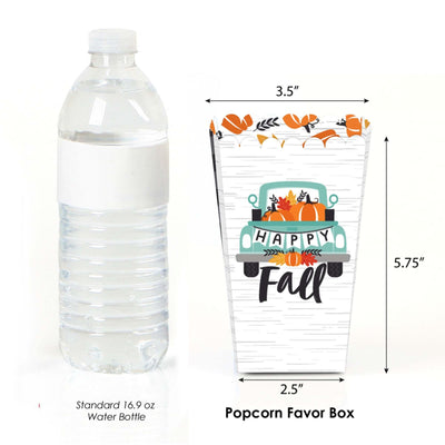 Happy Fall Truck - Harvest Pumpkin Party Favor Popcorn Treat Boxes - Set of 12