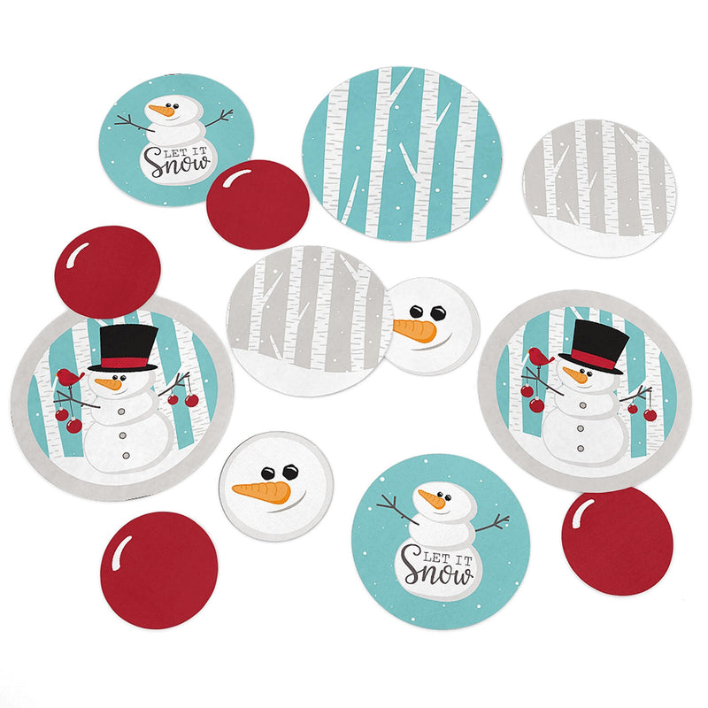 Let It Snow - Snowman - Holiday & Christmas Party Giant Circle Confetti - Winter Party Decorations - Large Confetti 27 Count