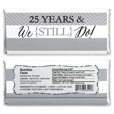 We Still Do - 25th Wedding Anniversary - Candy Bar Wrappers Wedding Anniversary Party Favors - Set of 24