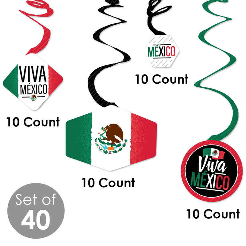 Viva Mexico - Mexican Independence Day Party Hanging Decor - Party Decoration Swirls - Set of 40