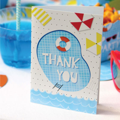 Make A Splash - Pool Party - Summer Swimming Party or Birthday Party Thank You Cards - 8 ct