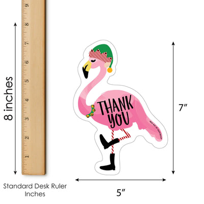 Flamingle Bells - Shaped Thank You Cards - Tropical Christmas Party Thank You Note Cards with Envelopes - Set of 12