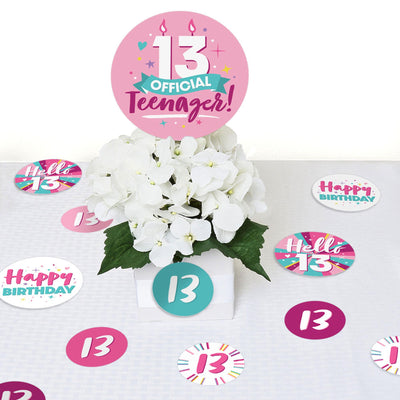 Girl 13th Birthday - Official Teenager Birthday Party Giant Circle Confetti - Party Decorations - Large Confetti 27 Count