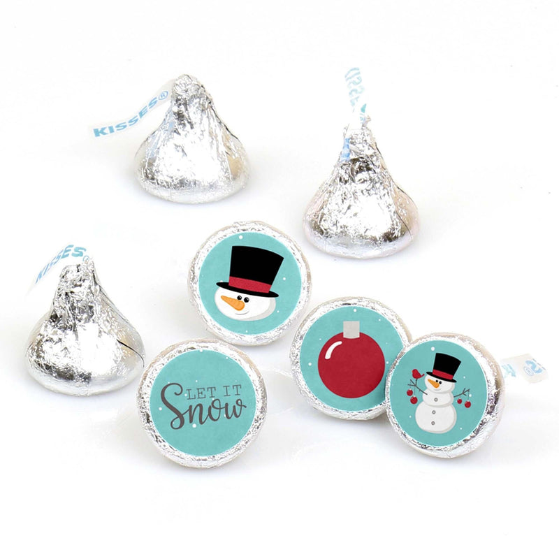 Let It Snow - Snowman - Round Candy Labels Holiday & Christmas Party Favors - Fits Hershey Kisses - 108 ct