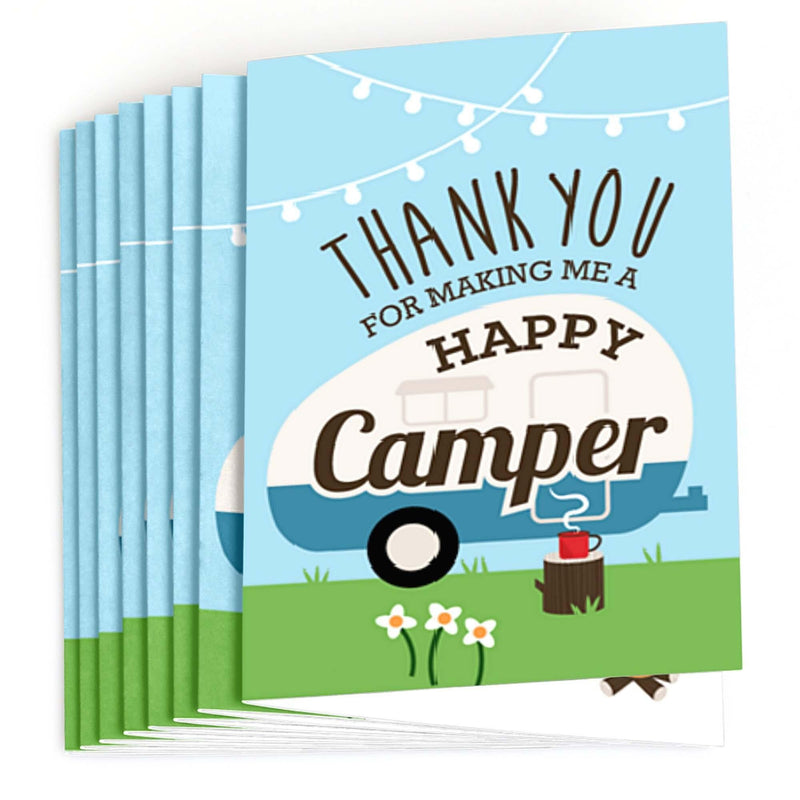 Happy Camper - Camping Baby Shower or Birthday Party Thank You Cards - 8 ct