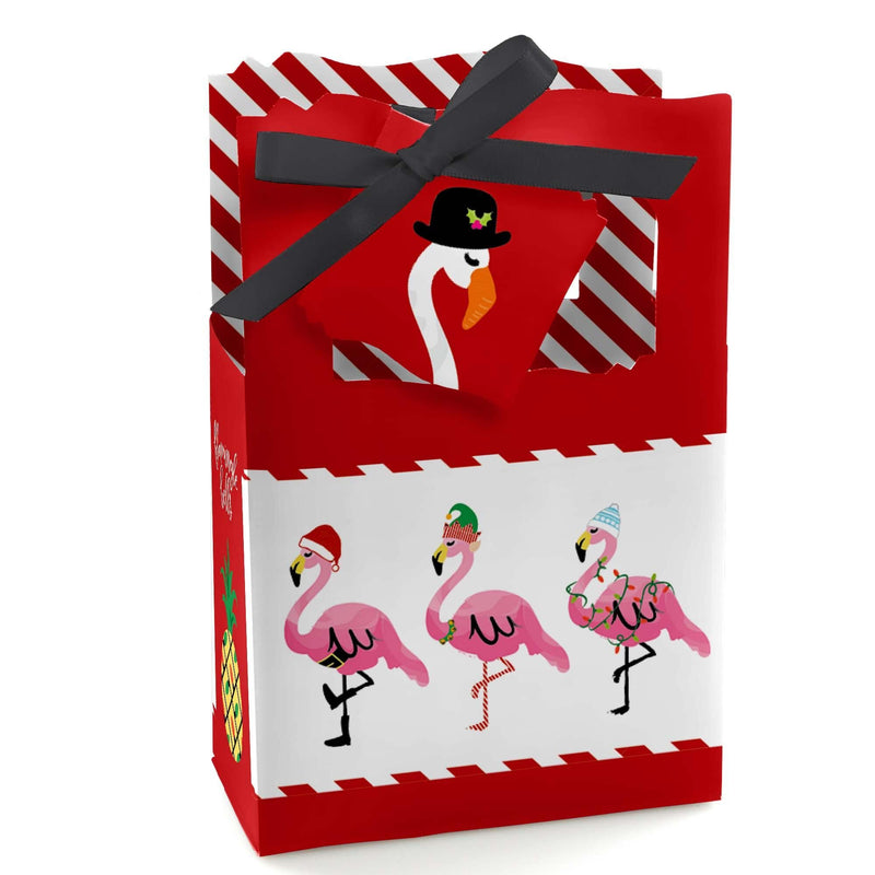 Flamingle Bells - Tropical Flamingo Christmas Party Favor Boxes - Set of 12