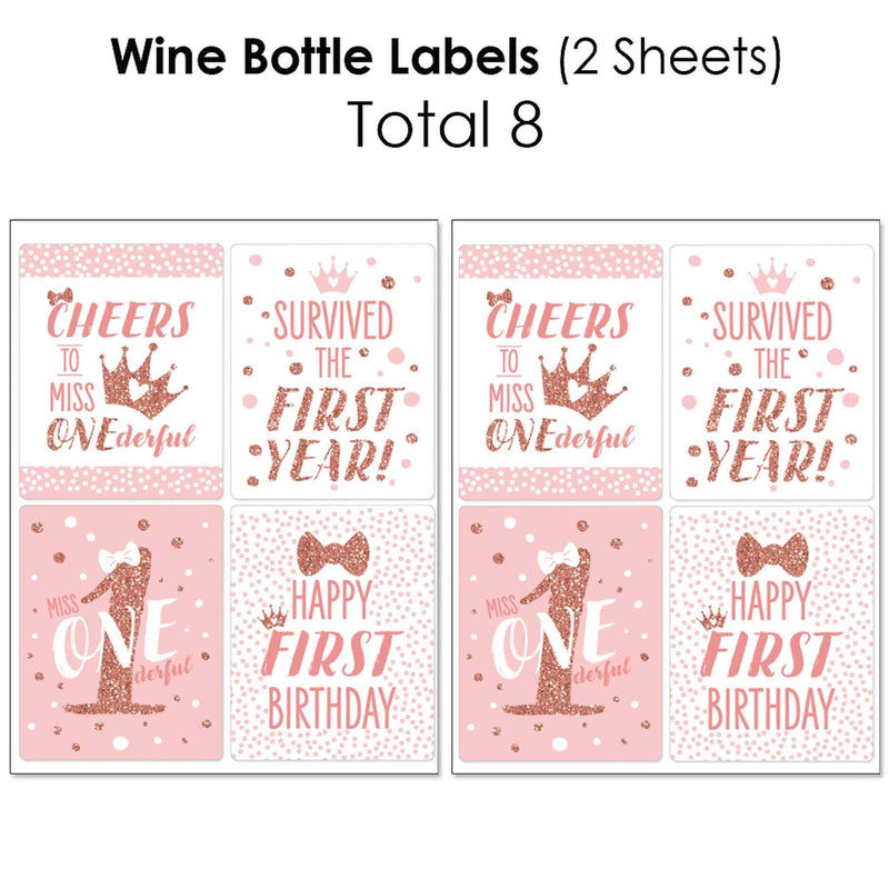 Valentine's 1st Birthday Bottle Label in Pink and Gold – Swanky Party Box