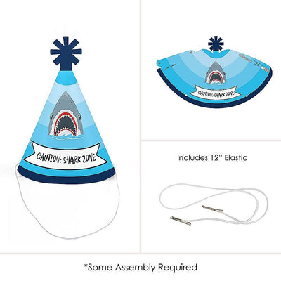 Shark Zone - Mini Cone Jawsome Shark Party or Birthday Party Hats - Small Little Party Hats - Set of 8