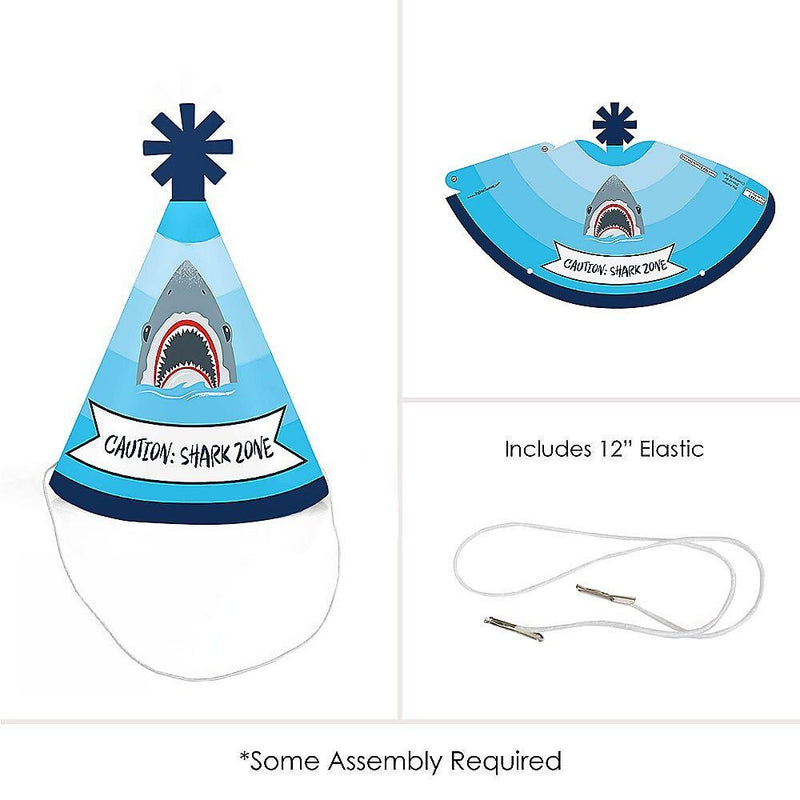 Shark Zone - Mini Cone Jawsome Shark Party or Birthday Party Hats - Small Little Party Hats - Set of 8