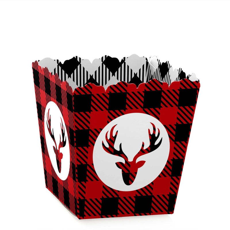 Prancing Plaid - Party Mini Favor Boxes - Christmas and Holiday Buffalo Plaid Party Treat Candy Boxes - Set of 12