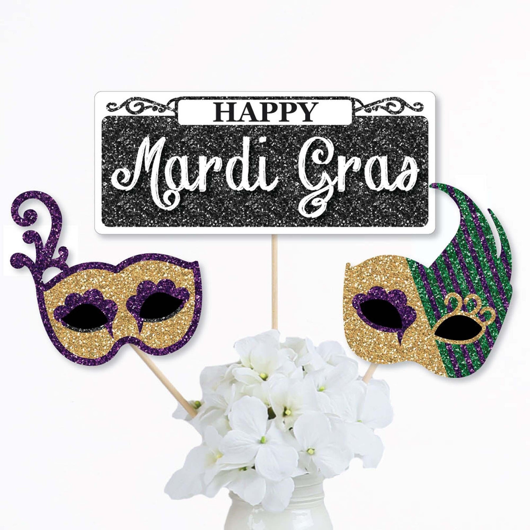 Big Dot of Happiness Colorful Mardi Gras Mask - Outdoor Masquerade