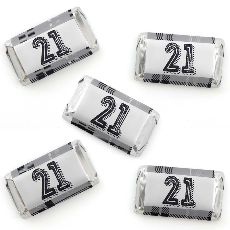 Finally 21 - Mini Candy Bar Wrapper Stickers - 21st Birthday Party Small Favors - 40 Count