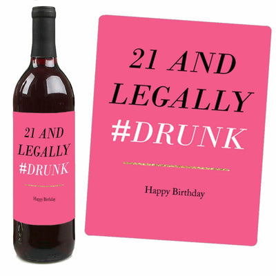 Finally 21 - Girl - Decorations for Women - Wine Bottle Labels Birthday Gift - Set of 4