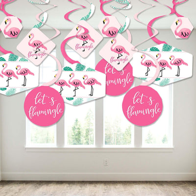 Pink Flamingo - Tropical Summer Party Hanging Decor - Party Decoration Swirls - Set of 40