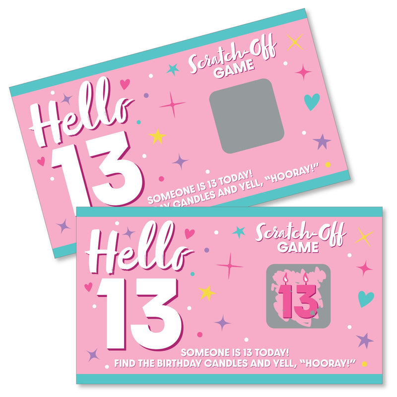 Girl 13th Birthday - Official Teenager Birthday Party Game Scratch Off Cards - 22 Count