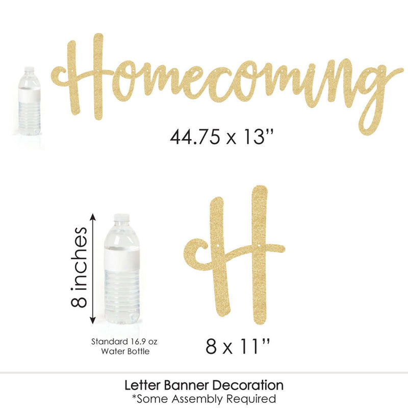 HOCO Dance - Homecoming Letter Banner Decoration - 36 Banner Cutouts and No-Mess Real Gold Glitter Homecoming Banner Letters