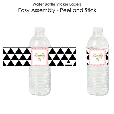 Finally 21 Girl - 21st Birthday - Birthday Party Water Bottle Sticker Labels - Set of 20