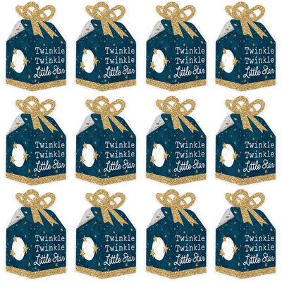 Twinkle Twinkle Little Star - Square Favor Gift Boxes - Baby Shower or Birthday Party Bow Boxes - Set of 12