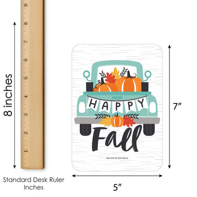 Happy Fall Truck - Bingo Cards and Markers - Harvest Pumpkin Party Bingo Game - Set of 18