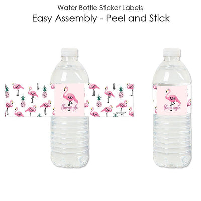 Pink Flamingo - Party Like a Pineapple - Baby Shower or Birthday Party Water Bottle Sticker Labels - Set of 20