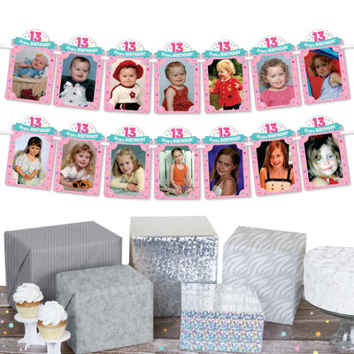 Girl 13th Birthday - DIY Official Teenager Birthday Party Decor - Picture Display - Photo Banner