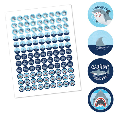 Shark Zone - Jawsome Shark Party or Birthday Party Round Candy Sticker Favors - Labels Fit Hershey's Kisses - 108 ct