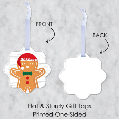 Gingerbread Christmas - Assorted Hanging Gingerbread Man Holiday Party Favor Tags - Gift Tag Toppers - Set of 12