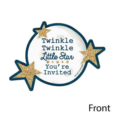 Twinkle Twinkle Little Star - Shaped Fill-In Invitations - Baby Shower or Birthday Party Invitation Cards with Envelopes - Set of 12