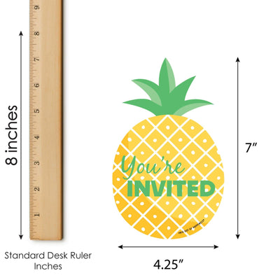 Tropical Pineapple - Shaped Fill-In Invitations - Summer Party Invitation Cards with Envelopes - Set of 12