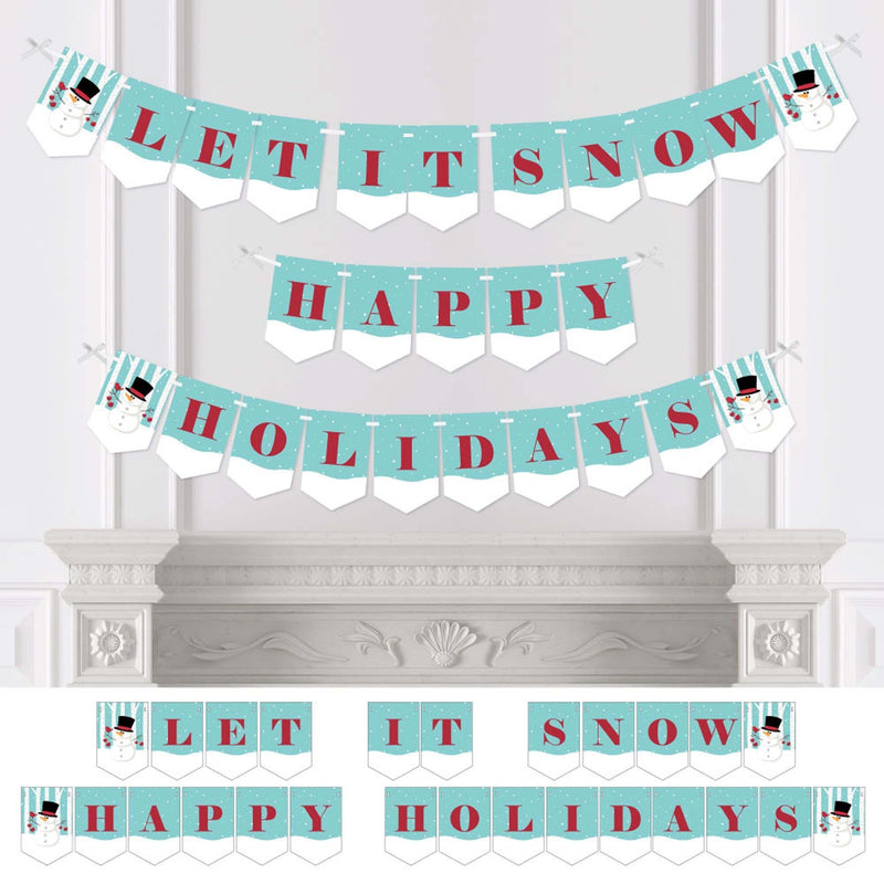 Let It Snow - Snowman - Holiday & Christmas Party Bunting Banner and Decorations