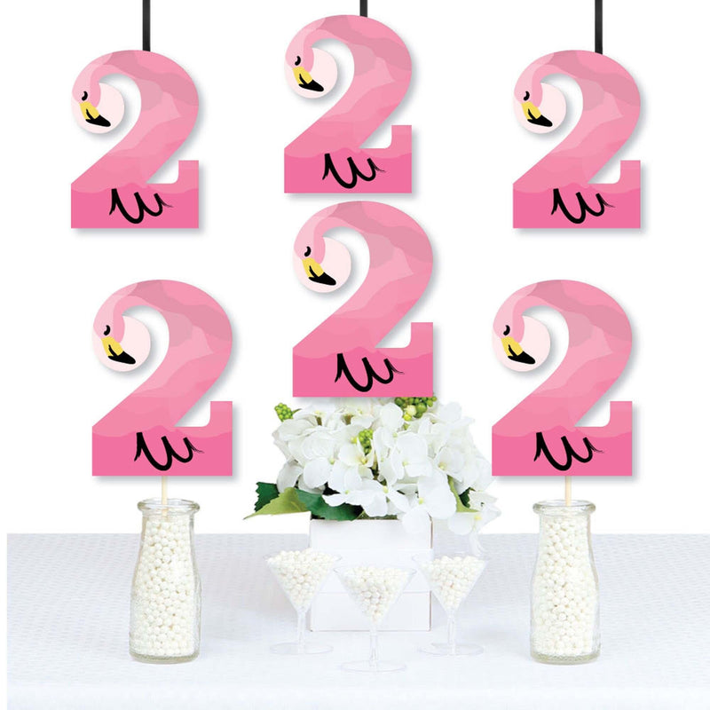 2nd Birthday Pink Flamingo - Two Shaped Decorations DIY Tropical Second Birthday Party Essentials - Set of 20