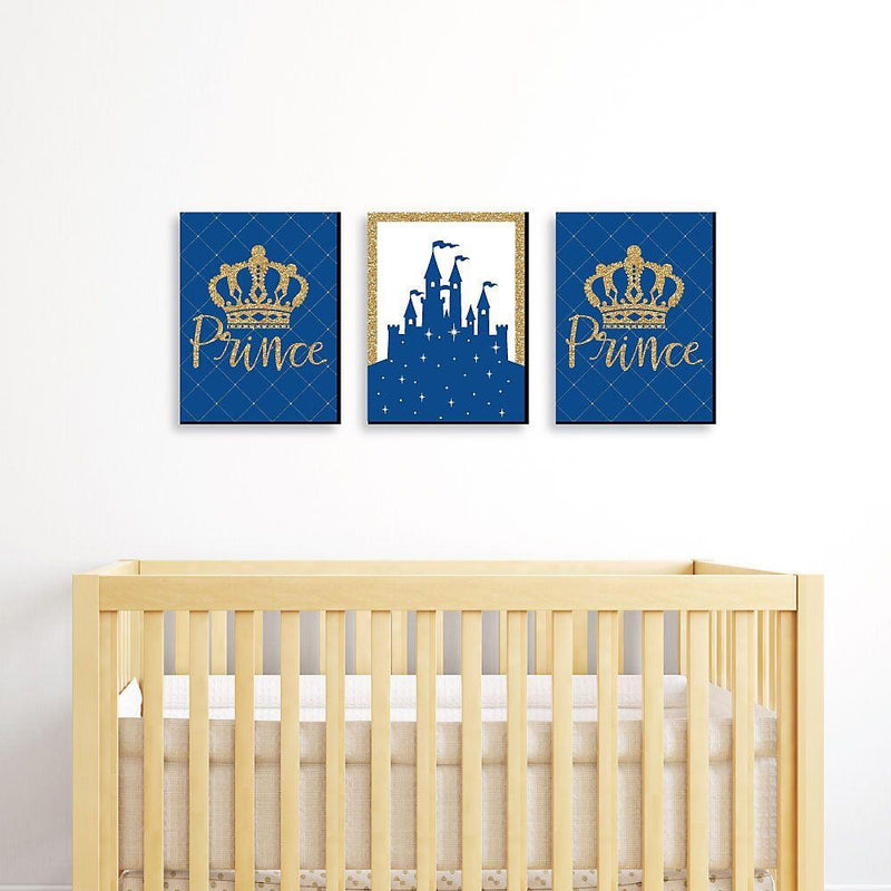 Royal Prince Charming - Baby Boy Nursery Wall Art & Kids Room Decor - 7.5 x 10 inches - Set of 3 Prints