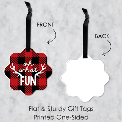 Prancing Plaid - Assorted Hanging Reindeer Holiday and Christmas Party Favor Tags - Gift Tag Toppers - Set of 12