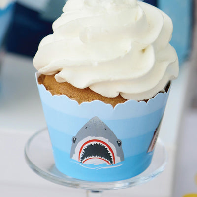 Shark Zone - Jawsome Shark Party or Birthday Party Decorations - Cupcake Wrappers - Set of 12