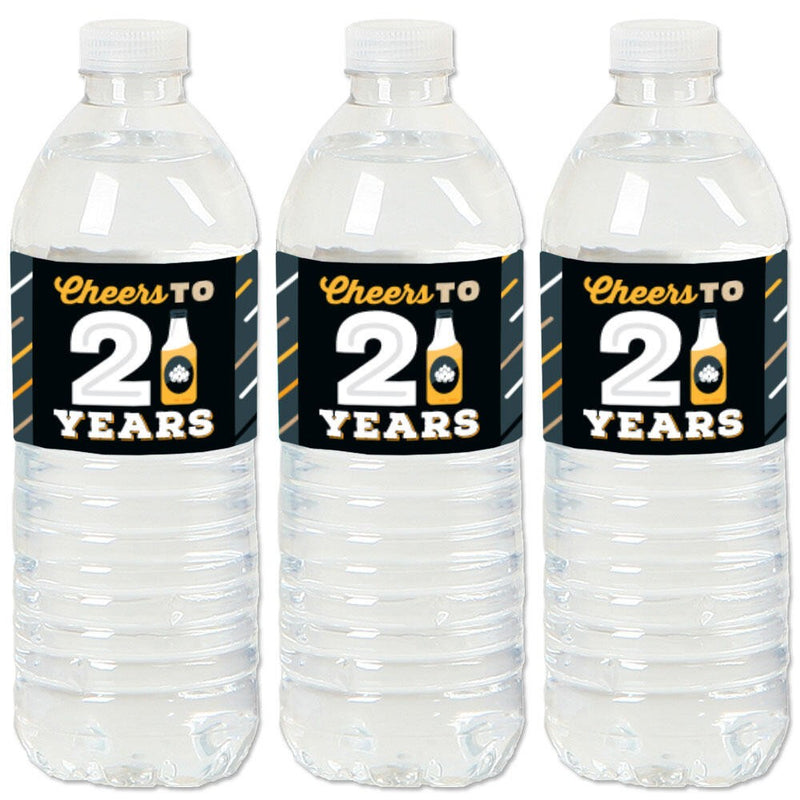 Cheers and Beers to 21 Years - 21st Birthday Party Water Bottle Sticker Labels - Set of 20