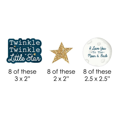 Twinkle Twinkle Little Star - Paper Straw Decor - Baby Shower or Birthday Party Striped Decorative Straws - Set of 24