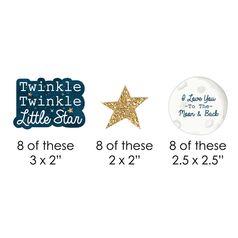 Twinkle Twinkle Little Star - Paper Straw Decor - Baby Shower or Birthday Party Striped Decorative Straws - Set of 24