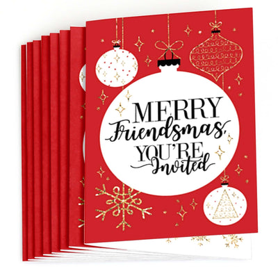 Red and Gold Friendsmas - Fill In Friends Christmas Invitations