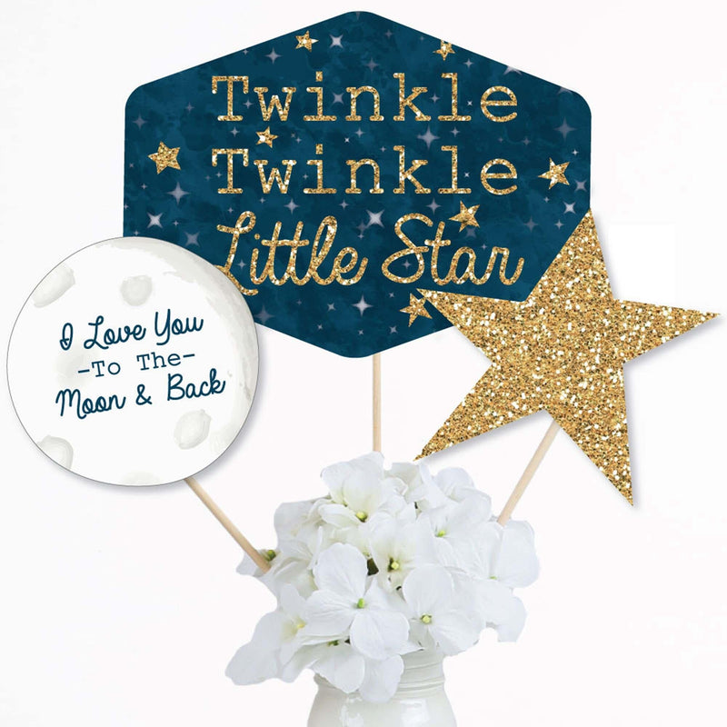 Twinkle Twinkle Little Star - Baby Shower or Birthday Party Centerpiece Sticks - Table Toppers - Set of 15